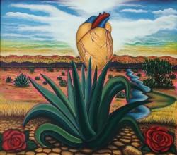 The image for Paint along with the world renowned artist currently featured in London. Santa Barraza in person!