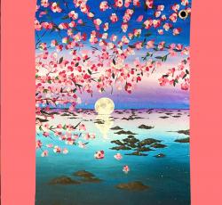 The image for Beautiful Moon through the Flowers!