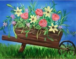The image for Wheel Barrel of Flowers! This looks good on any wall and makes a great gift!