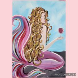 The image for Mermaid Sipping Wine by the Sea!