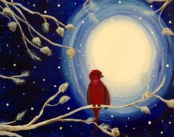 The image for WINTER CARDINAL IN THE MOONLIGHT GLOW