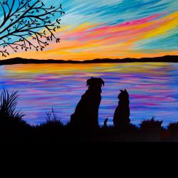 The image for Just a dog, a cat and a sunset!