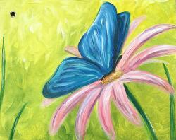 The image for Pretty pink flower under a butterfly!