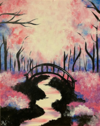 The image for The Bridge with pink background!