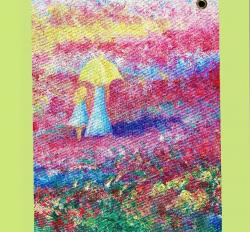 The image for Mother and child in flowers! psst..free wine for MOM!