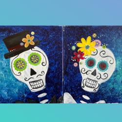 The image for His and Hers Candy Skulls- Paint one or both! Bring a friend or date!