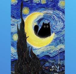 The image for Join us for Painting with Cats! Starry Night Cat! Proceeds benefiting the Cattery!